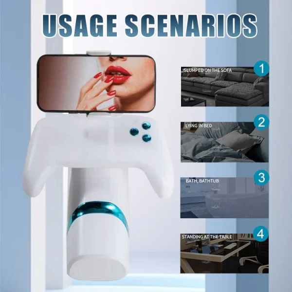Game Cup M100 Heating Thrusting Vibrating Penis Stroker With Handles And Phone Holder - Image 4