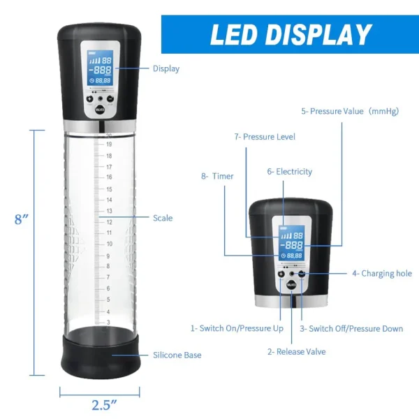 Lurevibe - Electric Penis Vacuum Pump with 4 Suction Intensities Rechargeable - Image 4