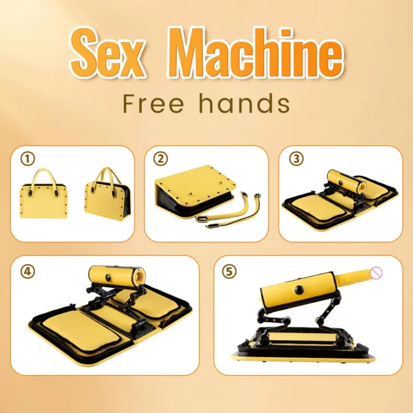 Leather Bag 1.0 Female Sex Machine Masturbation Pumping Gun With Dildos - 图片 9