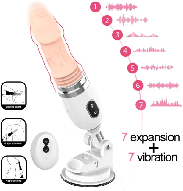 Small Dildo Machine Suction Cup Vibrant Toys with Remote Control - 图片 3