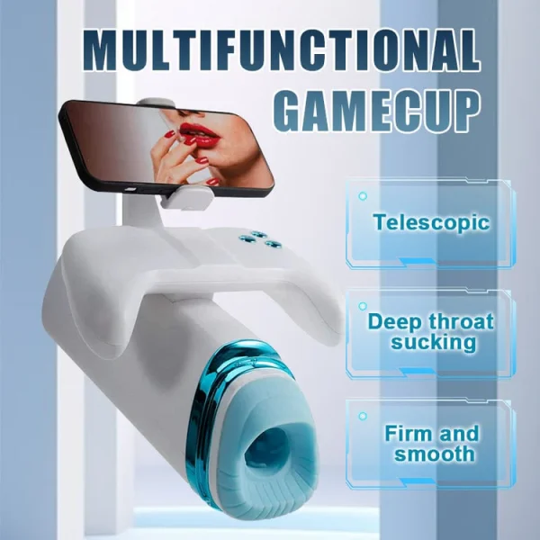 Game Cup M100 Heating Thrusting Vibrating Penis Stroker With Handles And Phone Holder - Image 2