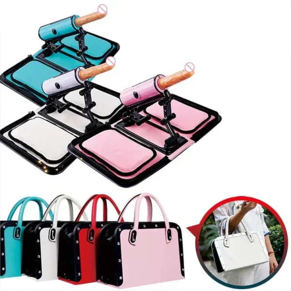 Leather Bag 1.0 Female Sex Machine Masturbation Pumping Gun With Dildos - 图片 8