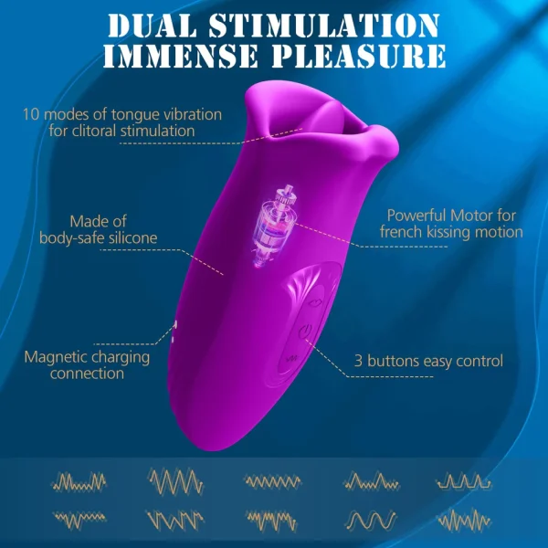 Rose Muncher 10 Biting & 10 Vibrating Modes Stimulate Nipple Clitoral Women Vibrator - 图片 7